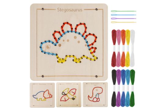 Montessori Wooden Dinosaur Lacing