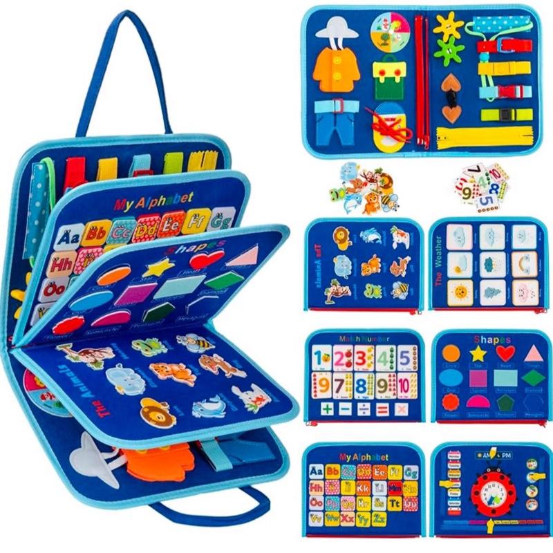 Busy Board, 20-in-1 Toddler Toy, Sensory Toy, Activity Board for Learning Fine Motor Skills, Preschool, Educational Toy, Gift for Boys and Girls, Dinosaur Pink