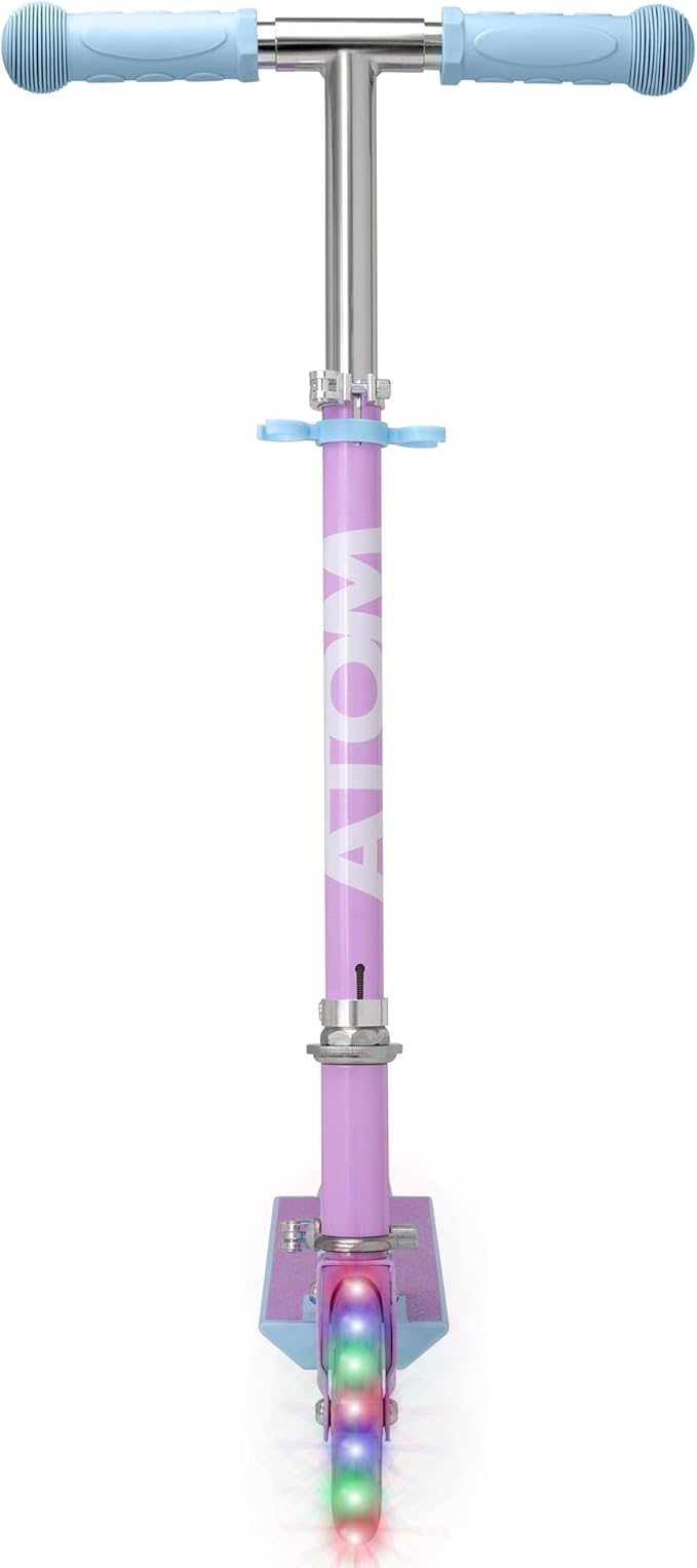 ATOM Light Up Wheels Inline Kids Scooter | Adjustable Height Handle | Easy Foldable Kick Scooter For Boys & Girls | Age 4-7