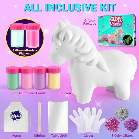 LAOESE Unicorns Paint Pouring Art Kit - DIY Craft for Kids Age 6-12, Arts and Crafts Kit for Girls & Boys, Toys Girls Boy Birthday Gift Ages 4 5 6 7 8 9 10 11 12+