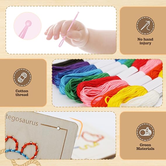 Montessori Wooden Dinosaur Lacing