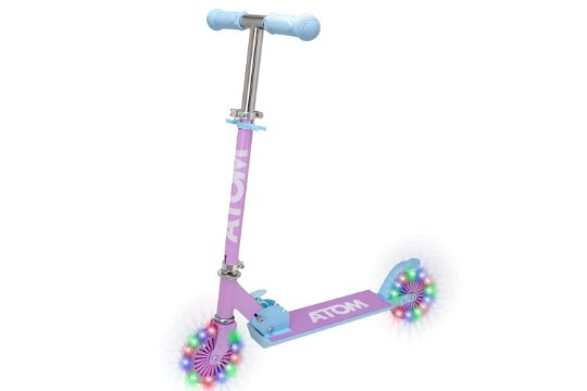 ATOM Light Up Wheels Inline Kids Scooter | Adjustable Height Handle | Easy Foldable Kick Scooter For Boys & Girls | Age 4-7