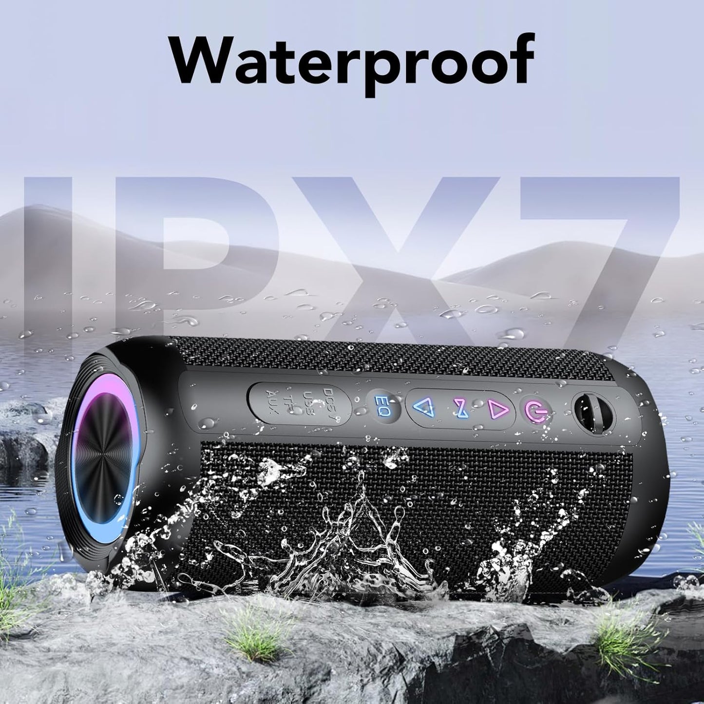 taopodo Portable Bluetooth Speaker with 30W Stereo Sound, 3 EQ Mode & 3 RGB lights, IPX7 Waterproof, 30H Playtime, TWS Wireless Pairing, Outdoor Speaker for Home, Outdoors and Hiking