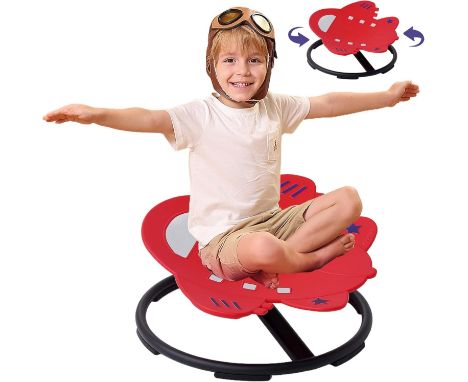 BABAMU Sensory Chair for Kids Autism Sensory Products Sit and Spin Autism Toys Spinning Chair ADHD Swivel Chair Training Body Coordination (Red)