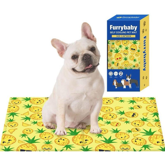 Furrybaby Dog Cooling Mat - Self-Cooling Mat for Dogs - Waterproof Cool Pad for Indoors Outdoors Car Summer Use - Yellow (40x50cm)